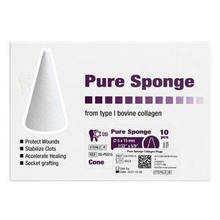 Коллагеновая губка Pure Sponge DSI, Конус (⌀ 5*15 mm) Sponge DSI, Конус фото